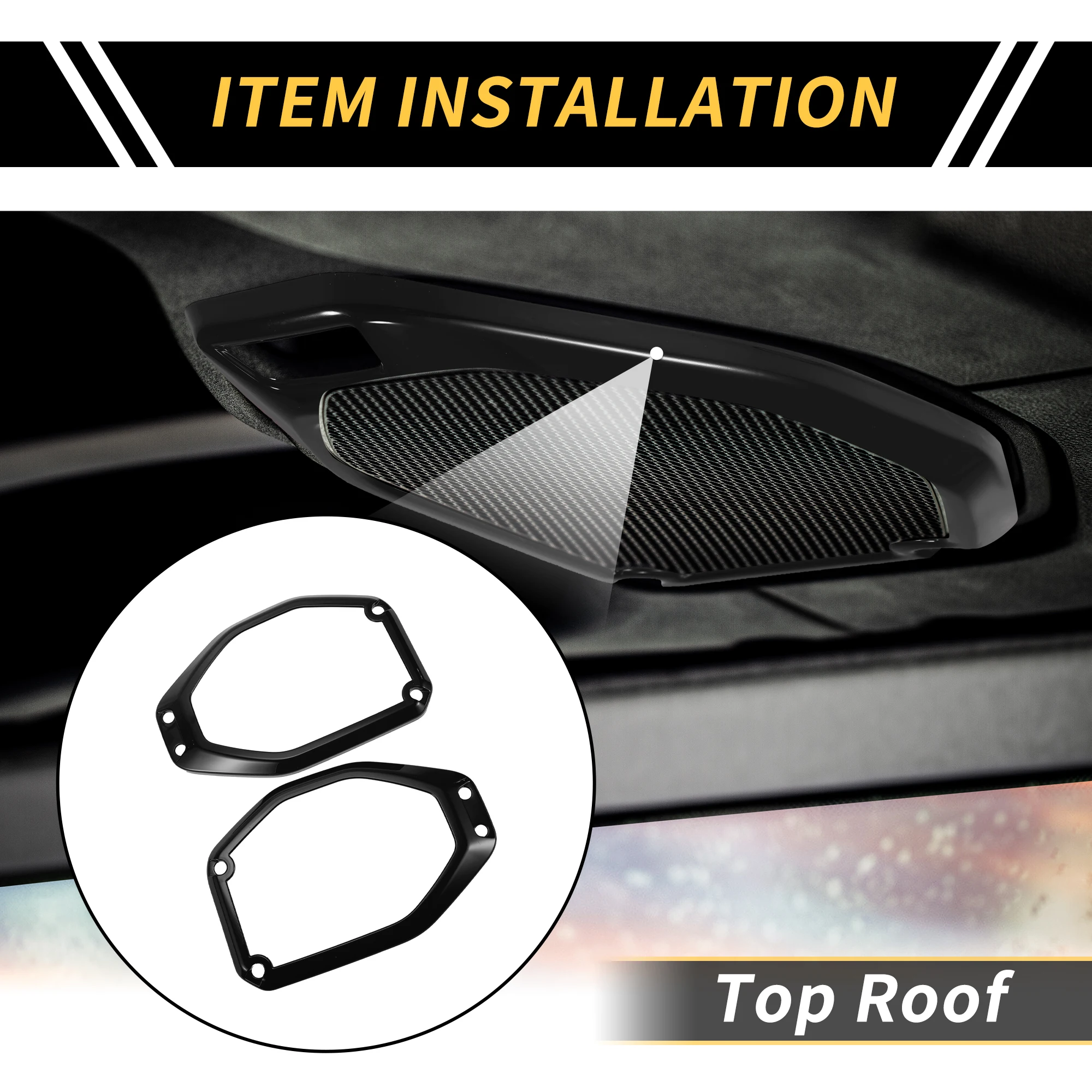 UXCELL 1 Set Top Roof Speaker Audio Frame Cover Trim for Jeep Wrangler JL JLU 2018-2024 ABS Black