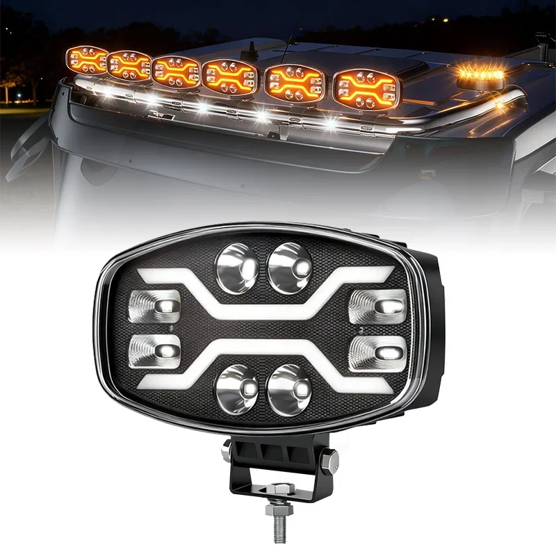

9 " Led Light Headlight Spotlight Truck Auxiliary Square Car Driving Flash White Yellow for Truck Bus Trailer 10-30V