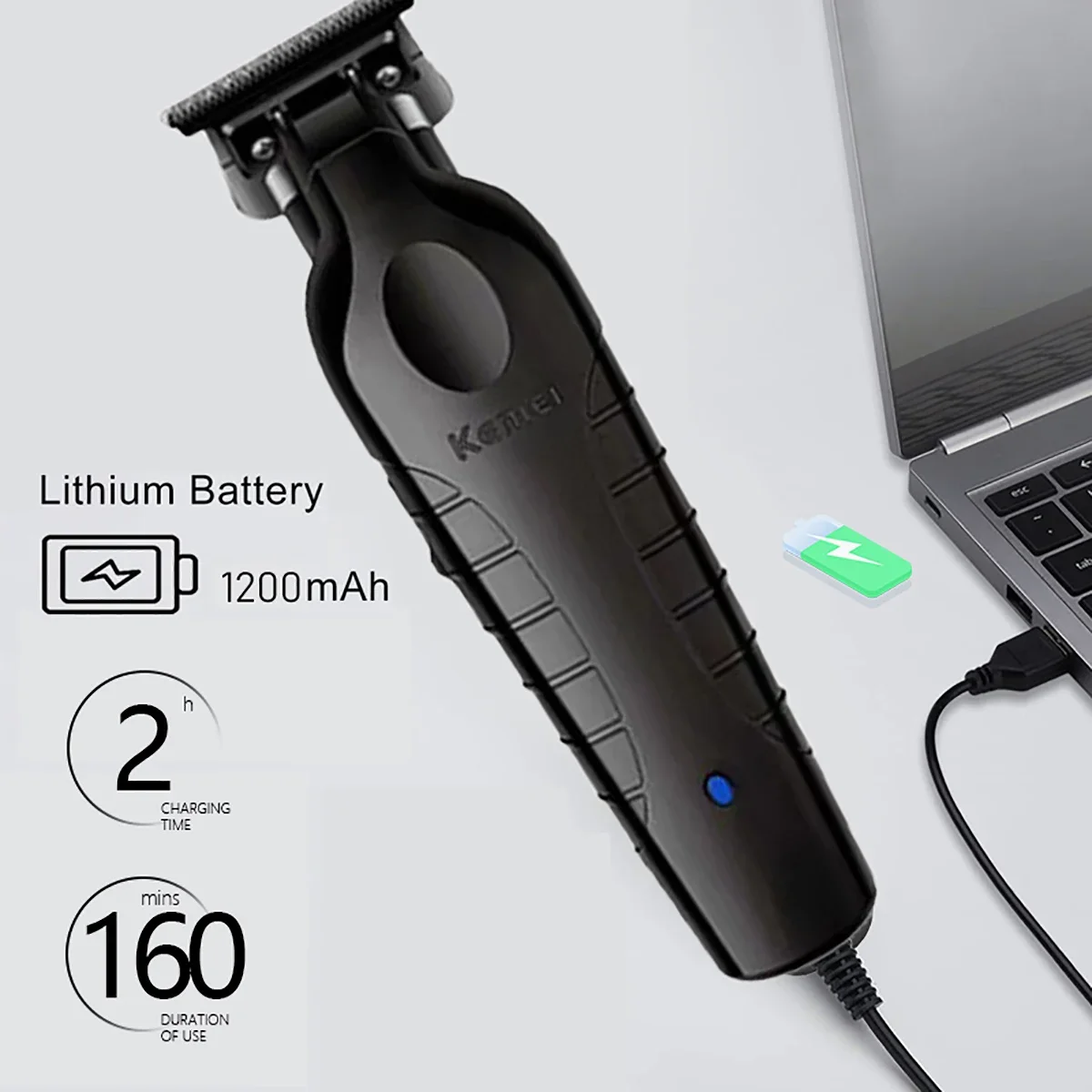 KM-2299 KM-1102 Hair Clipper Professional Electric USB Rechargeable Barber Trimmer Cordless Trimmer Type-c Zero Gapped Cutting