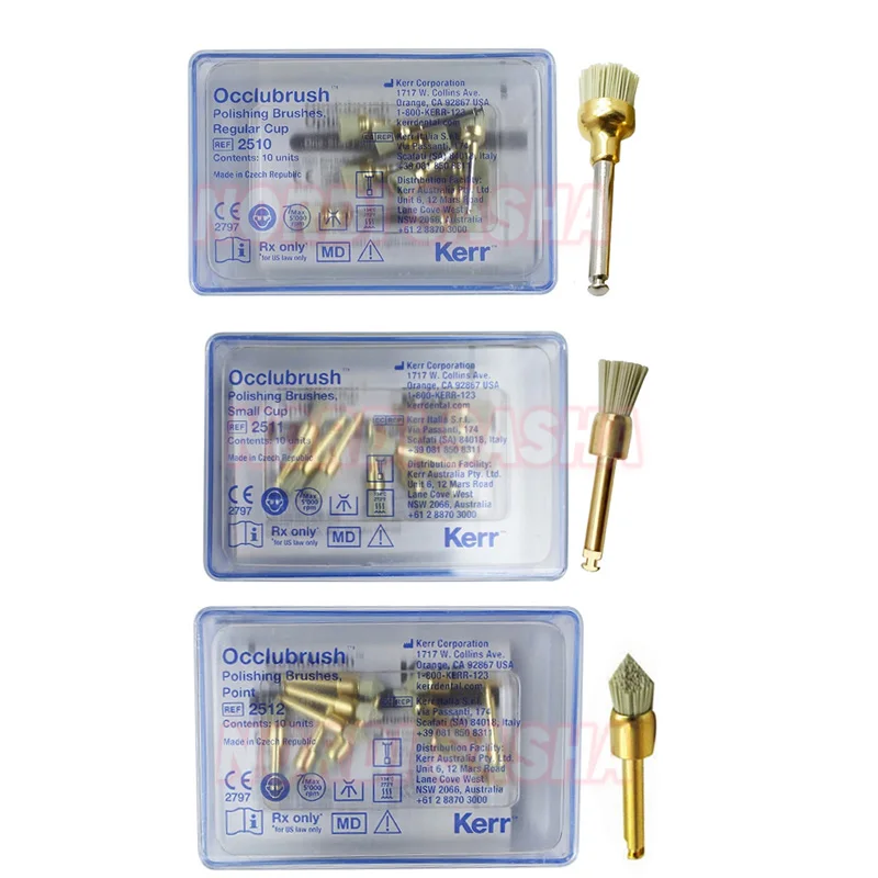 Kerr Occlubrush Polishing Brushes Assorted Kit REF2520 Dental Gold Brush Kerr Small/Regular Cup Point Polishing Brushes - view 3