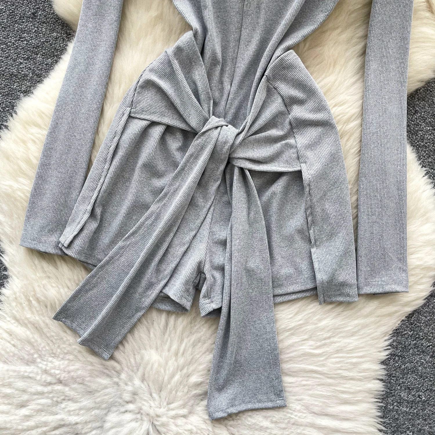 Женский летний осенний серый бандажный комбинезон, женский дизайн, модный тонкий комбинезон, боди, модная элегантная уличная одежда