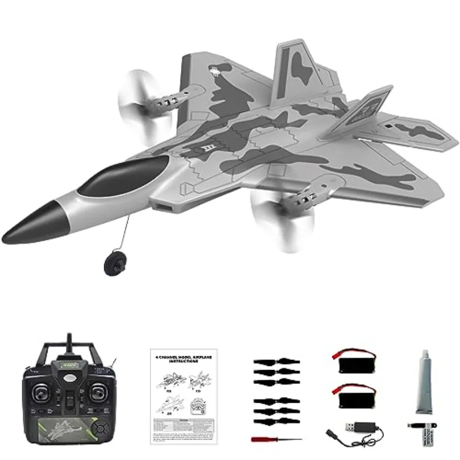 RC Plane for beginners and adults: F-22 model, 4-channel remote control, XPilot stabilization system, aerobatic capability, inc