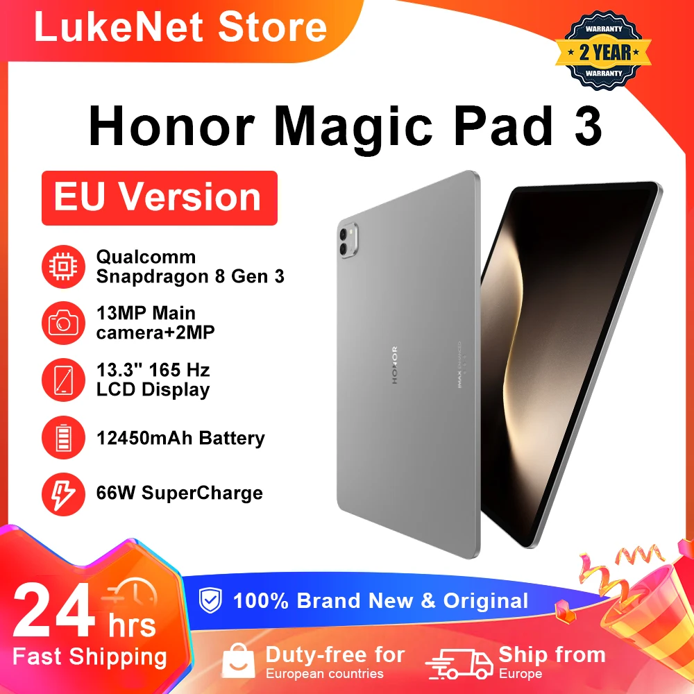 Tablette HONOR Magic Pad 3 Version Globale 13,3'' Écran LCD 3K 165Hz Processeur Snapdragon 8s Gen 3 Batterie 12450mAh Android 15 1 Tablette HONOR Magic Pad 3 Version Globale 13,3'' Écran LCD 3K 165Hz Processeur Snapdragon 8s Gen 3 Batterie 12450mAh Android 15 1