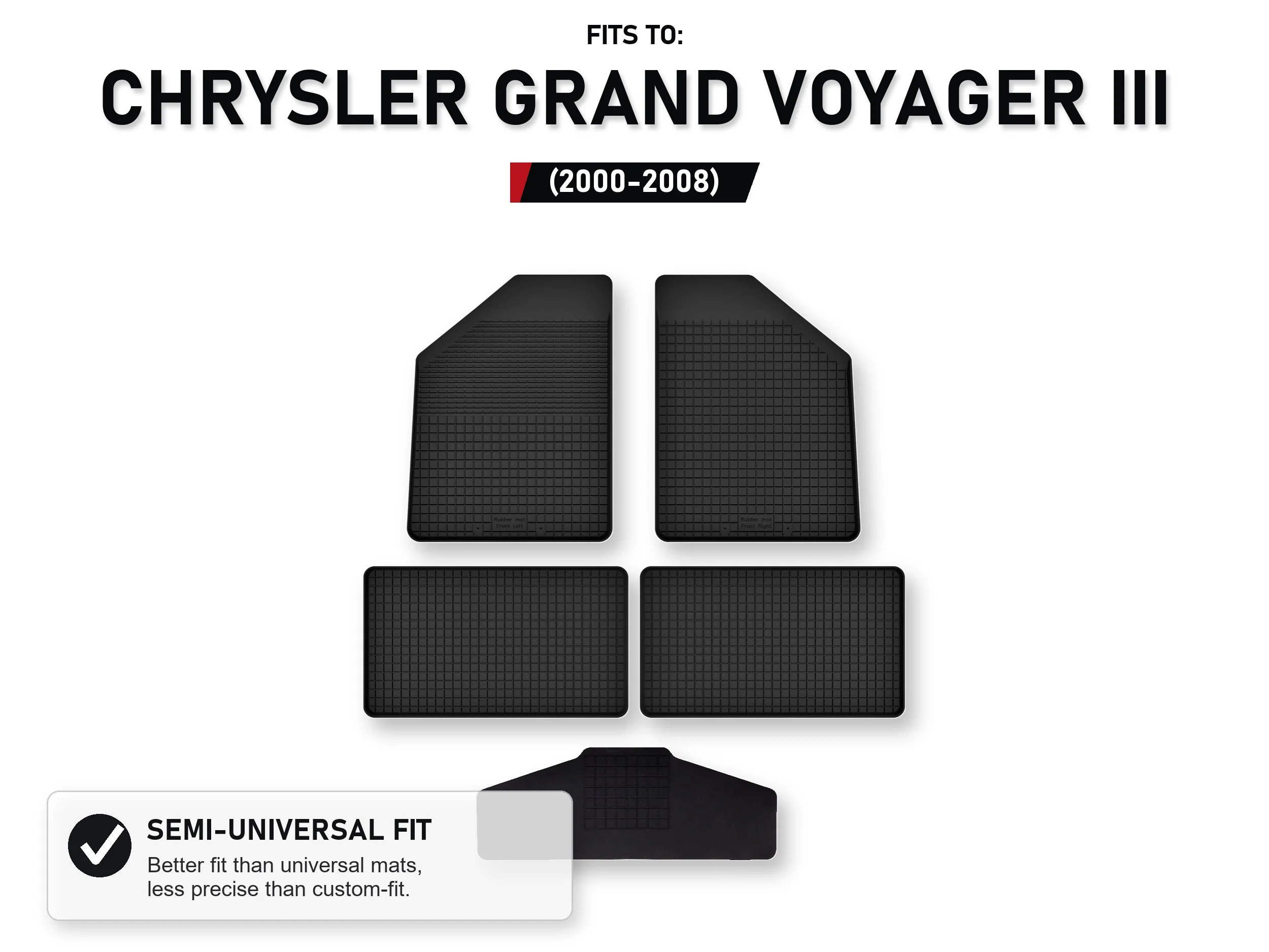 Rubberen matten met tunnel voor: Chrysler Grand Voyager Iii 2000-2008 5 stuks