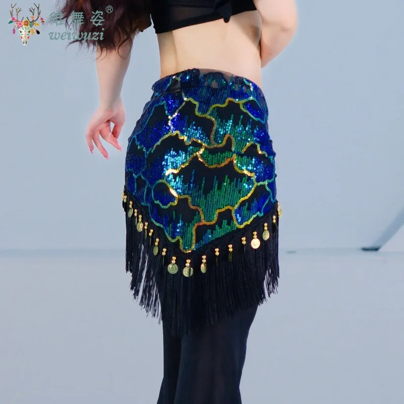 Elegante Buikdans Prestaties Pailletten Kwastje Taille Heup Sjaal Driehoek Sjaal Vrouwelijke Oosterse Dans Praktijk Wikkelrok Kleding