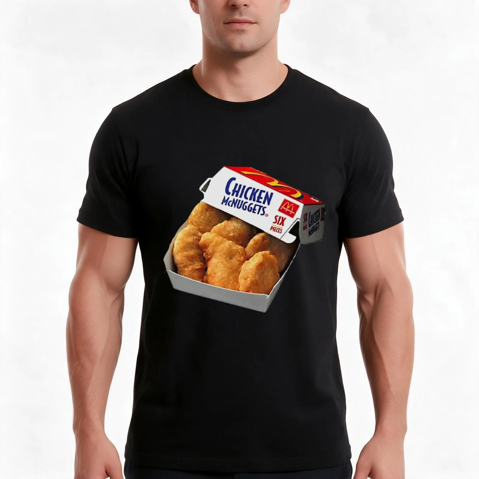 chicken nuggets T-Shirt, Summer Casual Cotton Tee, Oversized Streetwear Tops, Vintage Graphic Print, Loose Fit Short Sleeve