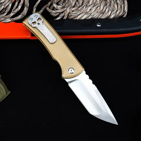 8'' Chavez 229 Folding Pocket Knife M390 Steel Brass Handle Military Tactical Hunting Knives Outdoor Camping Survival Tool