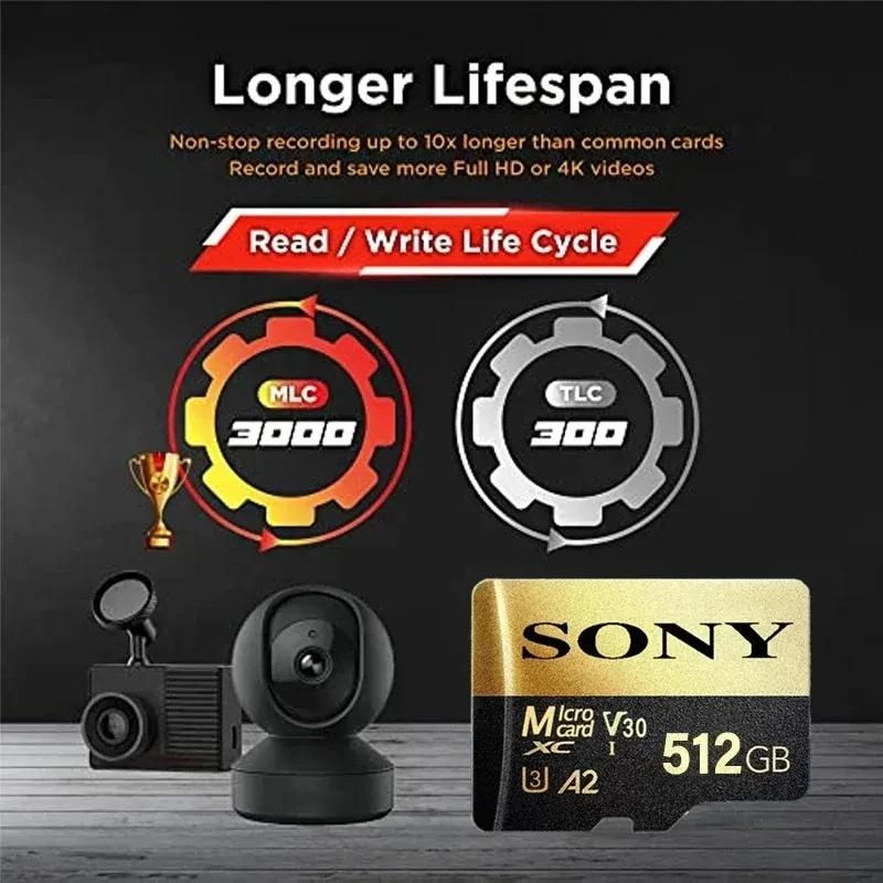 Sony Micro SD Card High Speed SD Memory Card 128GB 256GB 64GB MicroSD U3 A2 TF Card, suitable for various phones/tablets/cameras