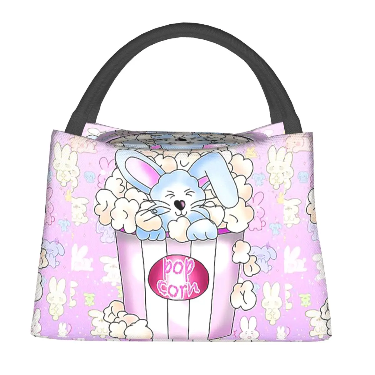 Blue Bunny Popcorn Lunch Bags Insulated Bento Box Resuable Lunch Tote Picnic Bags Cooler Thermal Bag for Woman Kids School