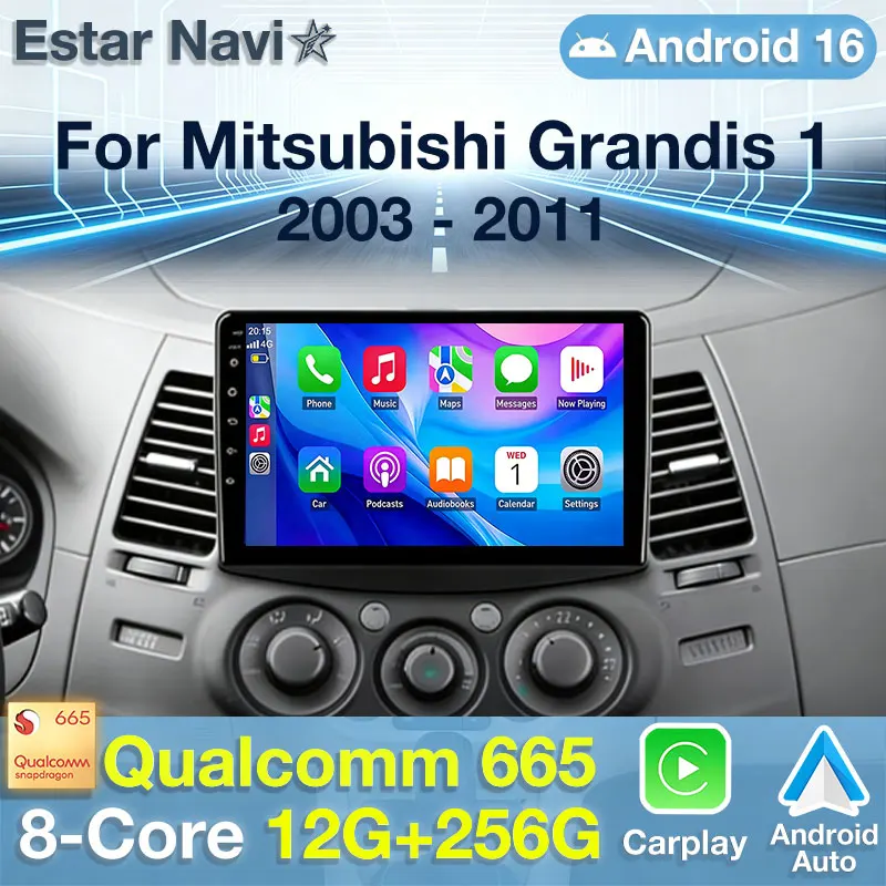 Android 16 Car Radio For Mitsubishi Grandis 1 2003 - 2011 GPS Multimedia Player Navi Head Unit Stereo Wireless Carplay Auto QLED