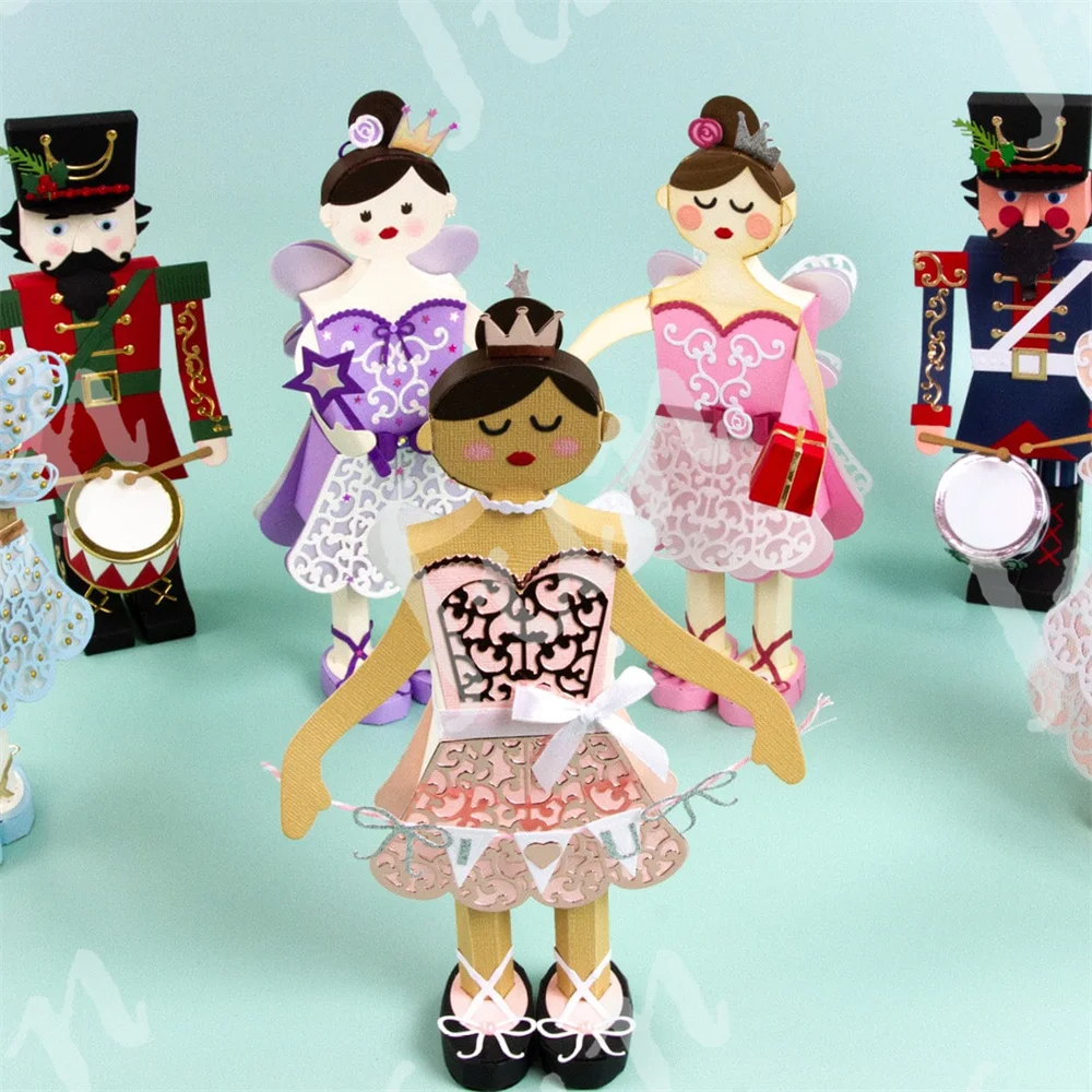 Nutcracker Soldier & Sugar Plum Fairy Gift Box Die Collection Christmas Metal Cutting Dies DIY Embossing Scrapbook Album Crafts