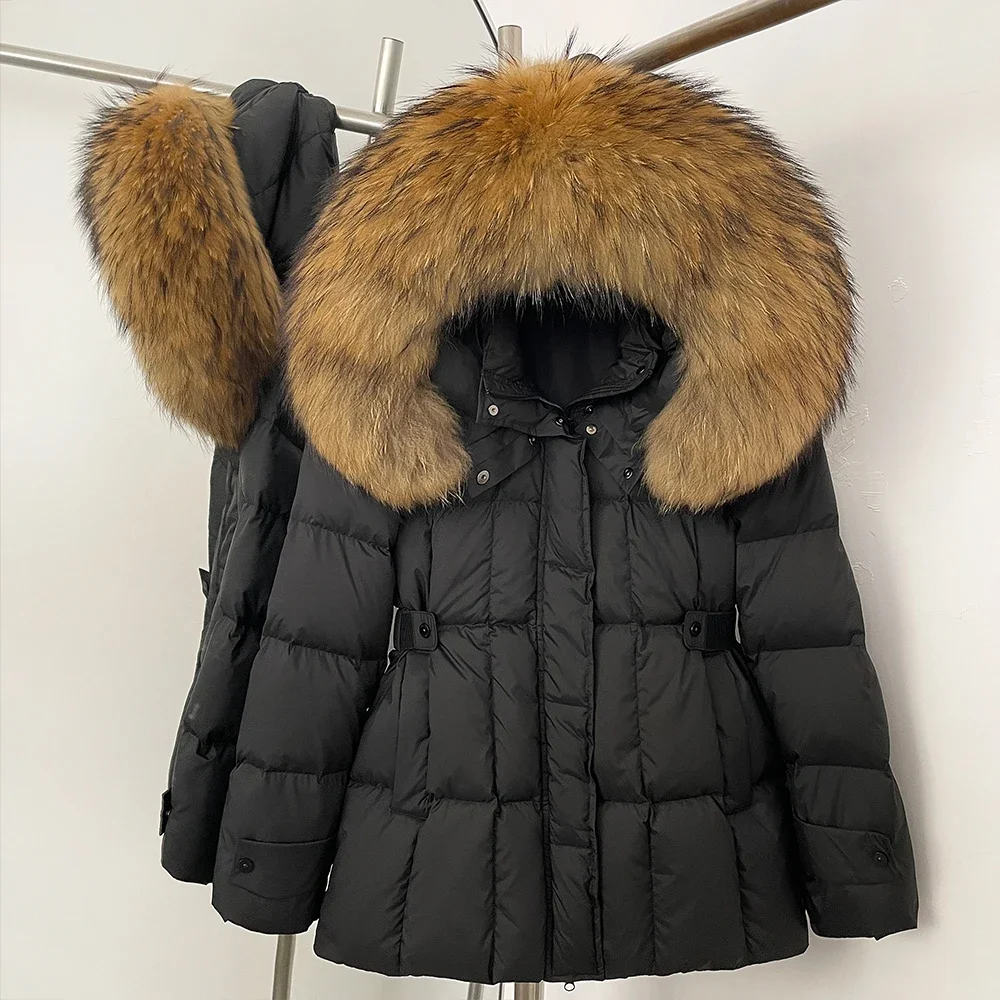 Nieuwe vossenbont echte jassen voor dames Winter 2025, realiteitsbontjas, dameswinterdonsjack, zwarte bontjas, luxe vrouwelijke kleding