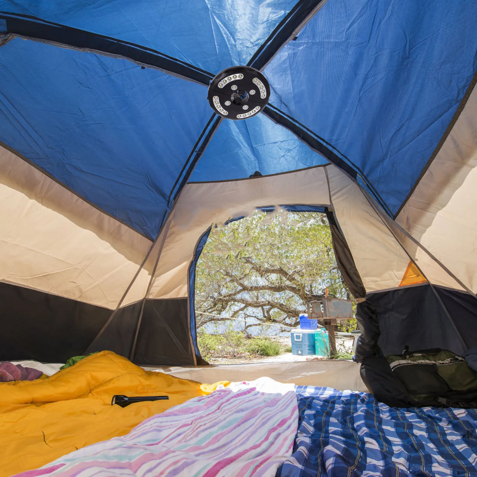 

White 20+8 LED Light Detachable Outdoor Cordless Patio Umbrella Pole Light Garden Portable Camping Tent Lamp Emergency Light wit