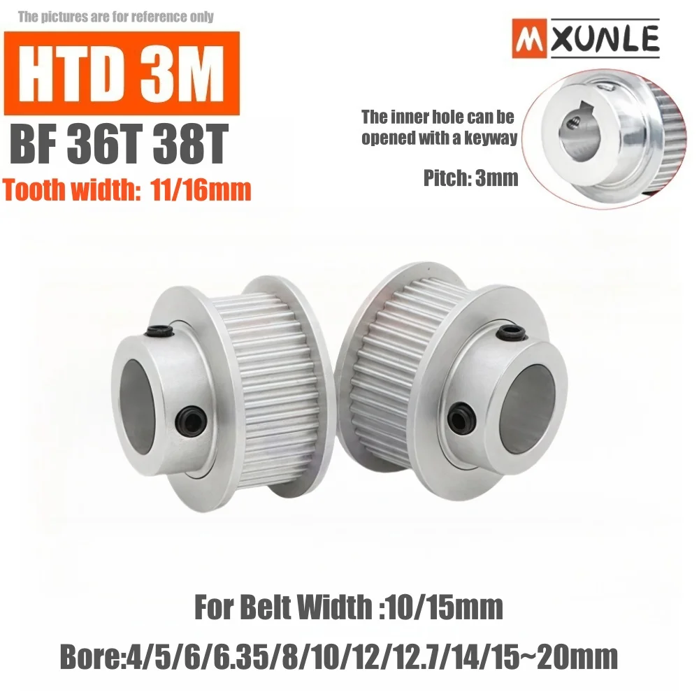 36T38Teeth HTD 3M Timing Pulley Synchronous Wheels 36T 38 Teeth HTD 3M Pulley Belt Width 10 15mm Bore 5/6/8~19/20mm HTD3M Pulley