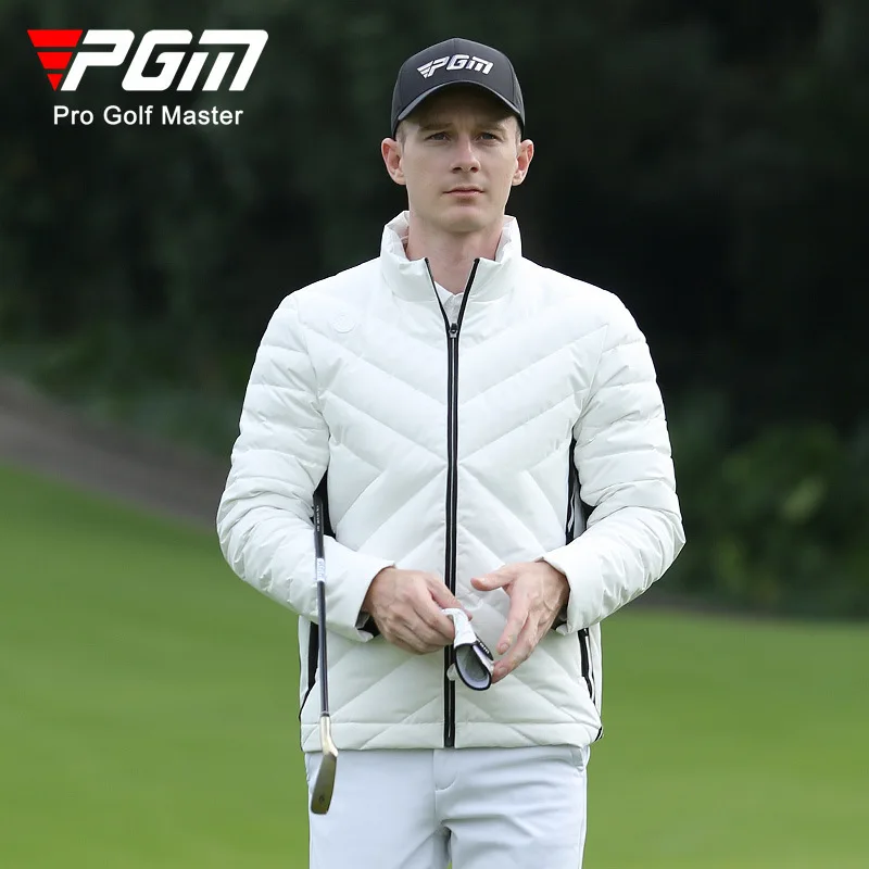 

PGM Golf Men's Down Jacket Long Sleeve Jacket Winter Warm White Duck Down Thick Sports Stand Collar