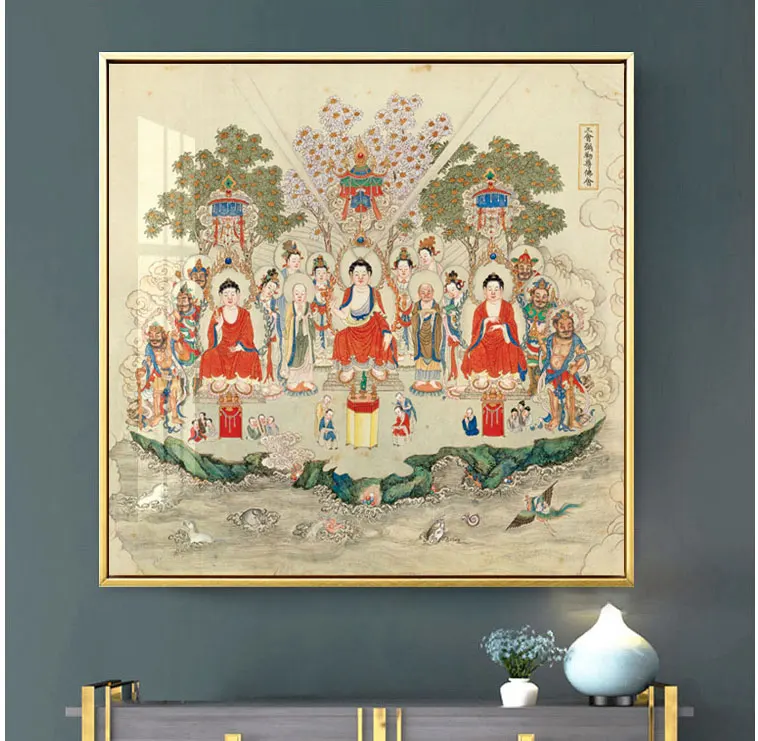 Canvas Painting Guanyin Bodhisattva Decorative Painting Printing Posters Prints Wall Art Living Room Home Decoration Painting