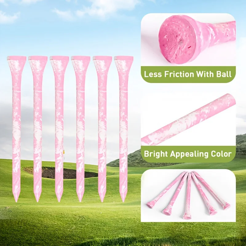 Golf Tees Stylish Bamboo Wooden Coloured Painted Value 50 Pack, Durable 3 1/4 2 3/4 Long Short Tee,Cool Style For Golfers
