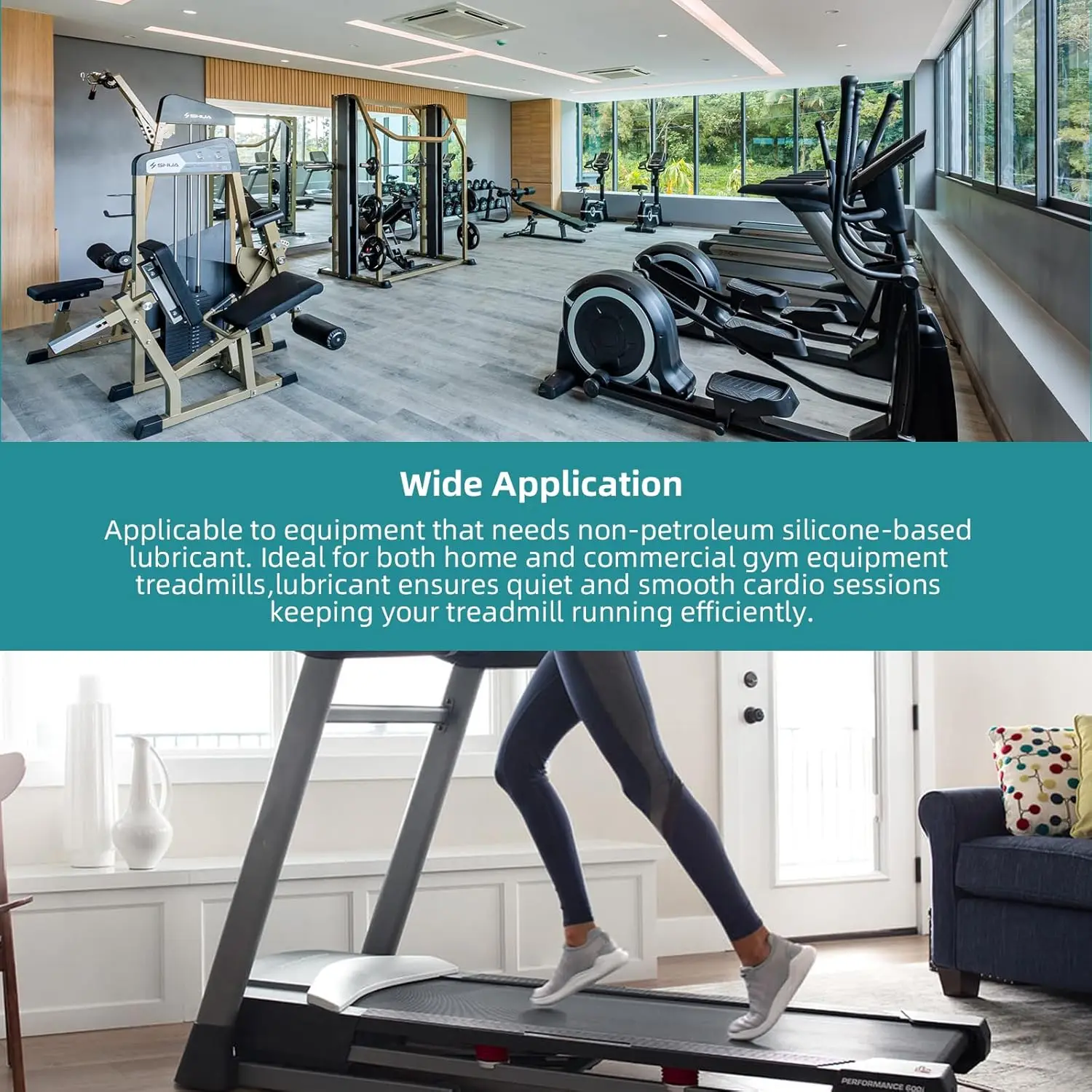 전문 런닝머신 유지보수 키트 - 벨트용 고점도 실리콘 윤활제, 마찰 및 소음 감소, 기계 수명 연장