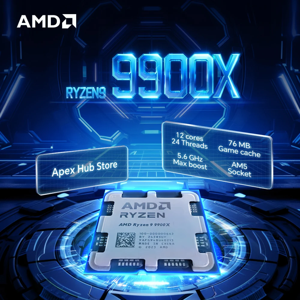 

НОВЫЙ AMD Ryzen 9 9900X 12-ядерный 24-поточный AM5 120 Вт 4NM L3 = 64M Подходит для игрового процессора B650 4,4 ГГц R9 9900X DDR5 без вентилятора