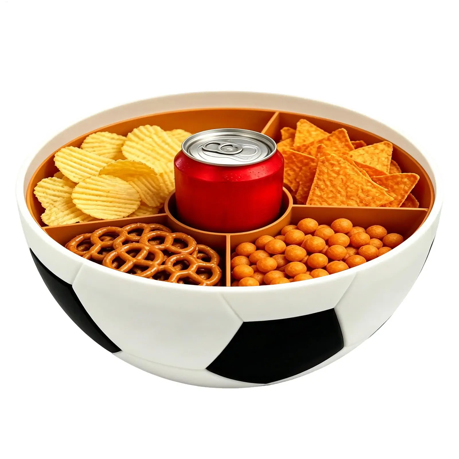 Soccer Pattern Divided Serving Bowls Snack Tray Candy Storage Bowl For Football Match Watching Kitchen Picnic Party Buffet