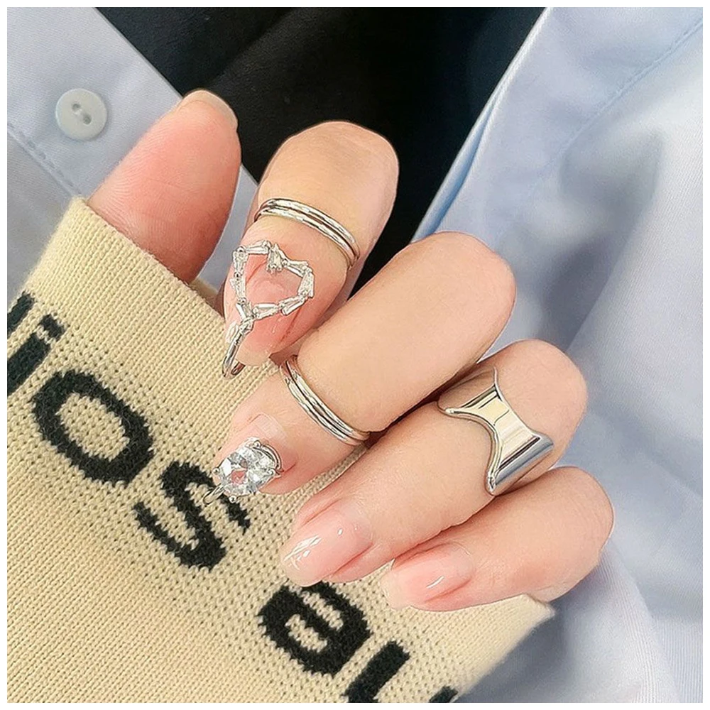 Fashion Zircon Finger Nail Ring Photo Phalanx Ring Gold Plated Manicure Protective Rings For Women Teen Trendy Jewelry Accessory