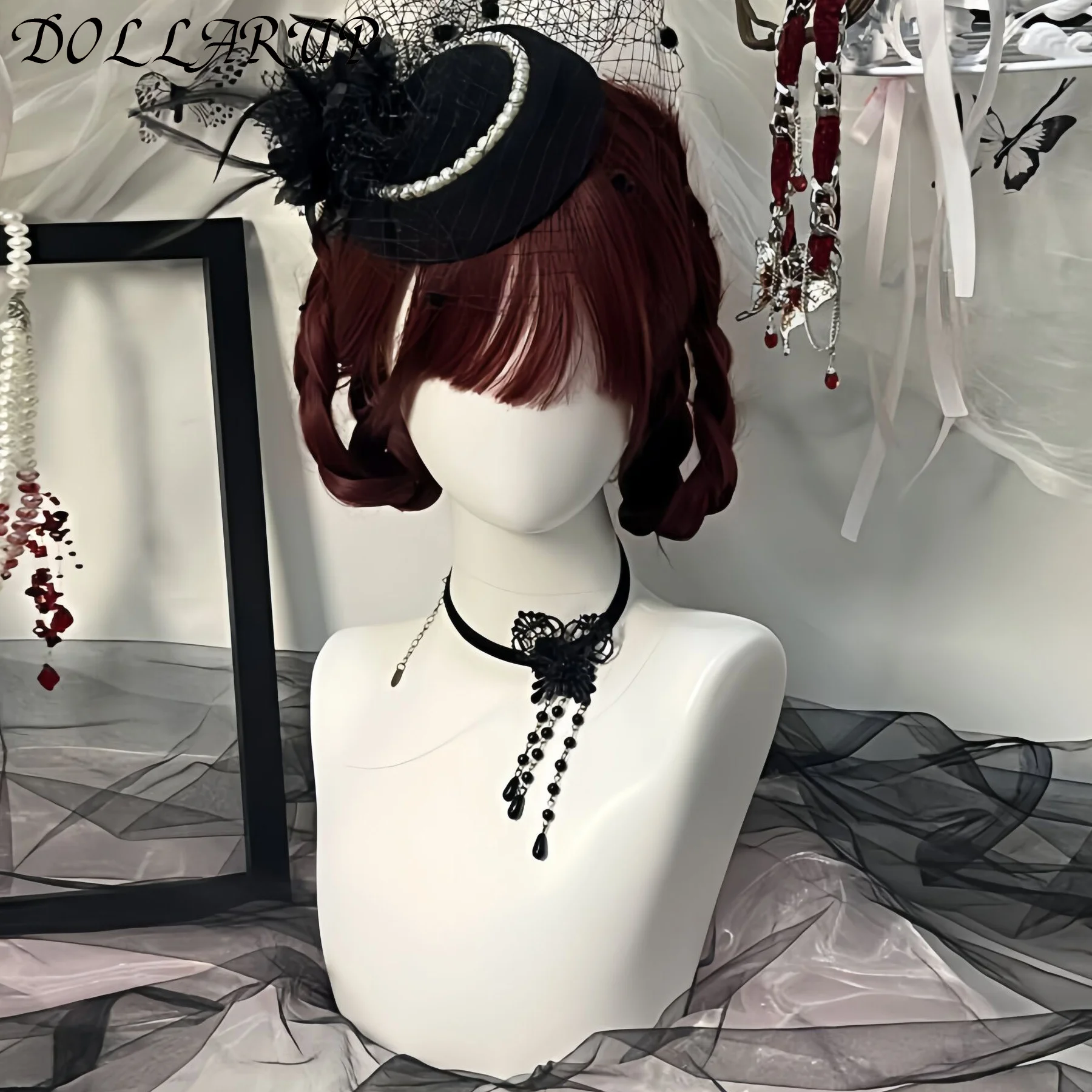 

Long Straight red Synthetic Wig For Woman With Bangs red Cosplay Lolita Wigs Heat Resistant Natural Hair