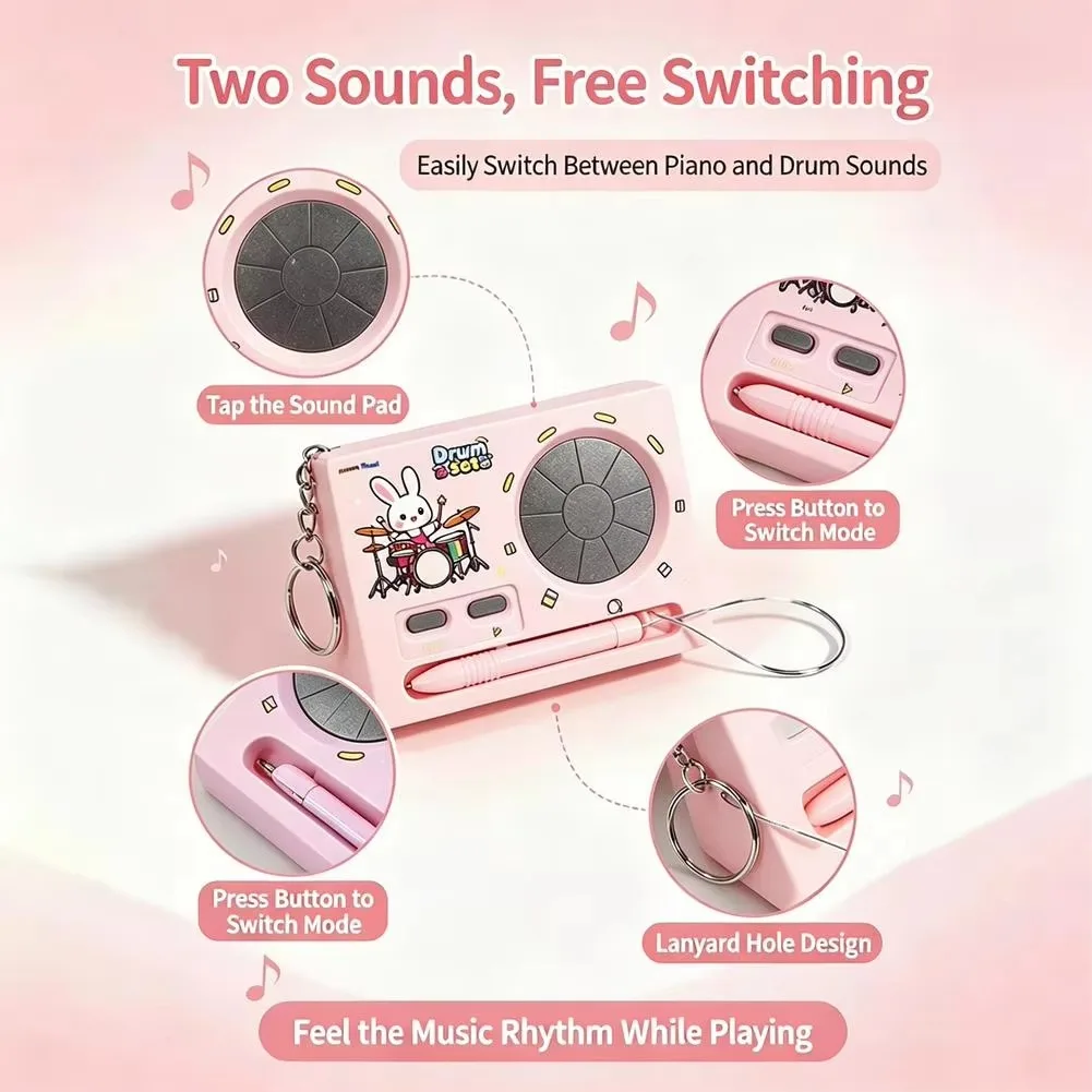 Compact Portable Size Music Instrument Keychain Smooth Sturdy Plastic Lightweight Electronic Piano Keychain Drop-Resistant