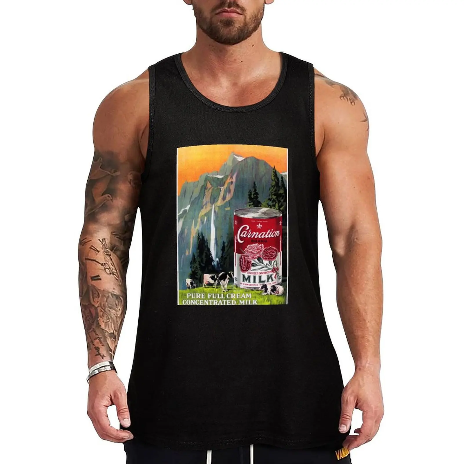 CARNATION Full Cream Evaporated Milk Vintage Food Advertisement Art Tank Top Sports clothing