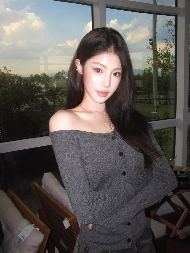 Vintage Style V Neck Women Shirt Lrregulat All Match High Street Lazy Cardigan French Clothes