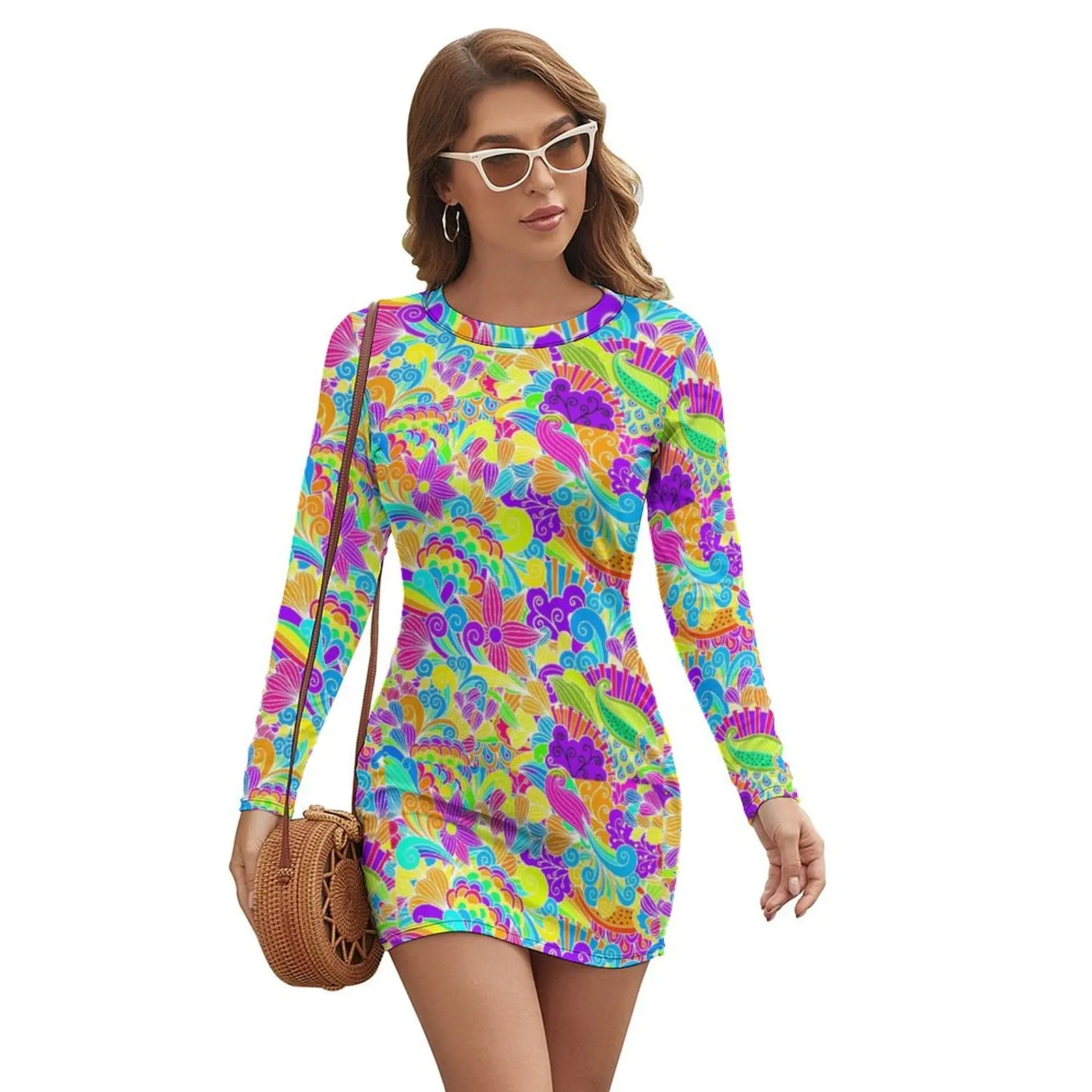 

Retro Floral Beautiful Hippie Design Long-sleeved Dress dresses korean style dresses ladies 2024 summer Clothing