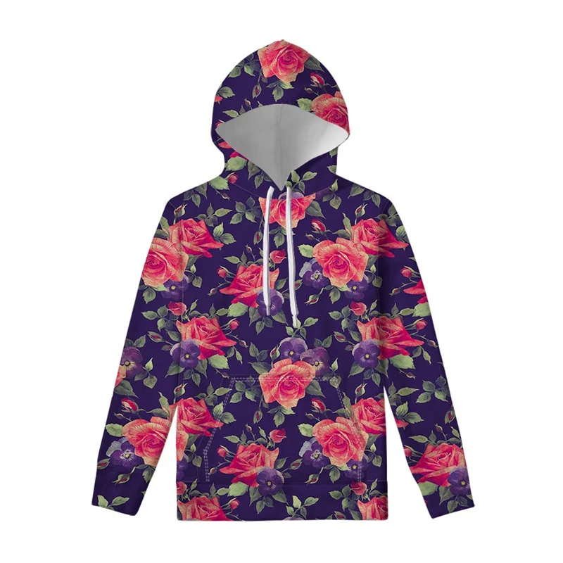 Colorful Rose Flower 3D Printed Hoodie Men Harajuku Floral Pattern Pullover Swearshirt Women Streetwear Spring Autumn Hoodies