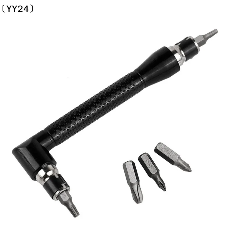 L Type 1/4 Hexagon Screwdriver Bit 90 Degree Double End Handle Black 6.35mm Wrench Tool For Matching Bits Set〔YY24〕
