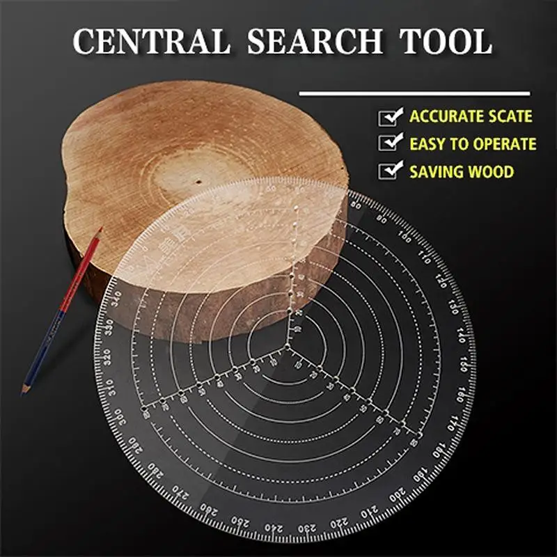 Work Compass Circle Gauge Processing Tools 20CM/7.87IN Round Center Clear Plastic Finder Lathe For Wood Turning Drawing