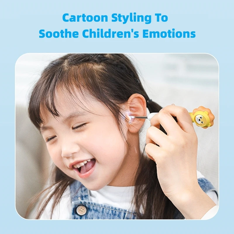 Ear Cleaner Q3 Visual In Ear Wax Remover Wireless Otoscope Camera Cartoon Lion Cleaning Kit Tool Ear Stick Child Health Care