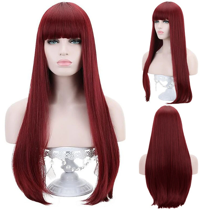 

African , new fashion wigs, long straight hair with bangs, voluminous and natural