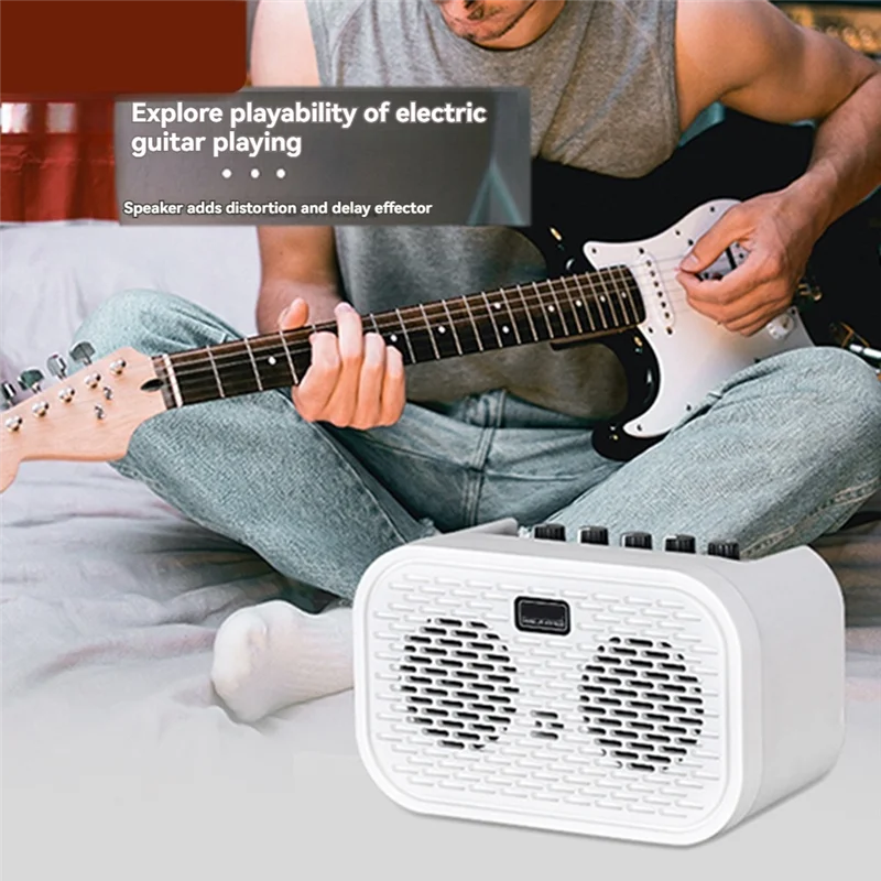 3CGRO-10W Rechargeable Mini Electric Guitar Portable Guitar Amp Bluetooth Distortion Delay Effects10w