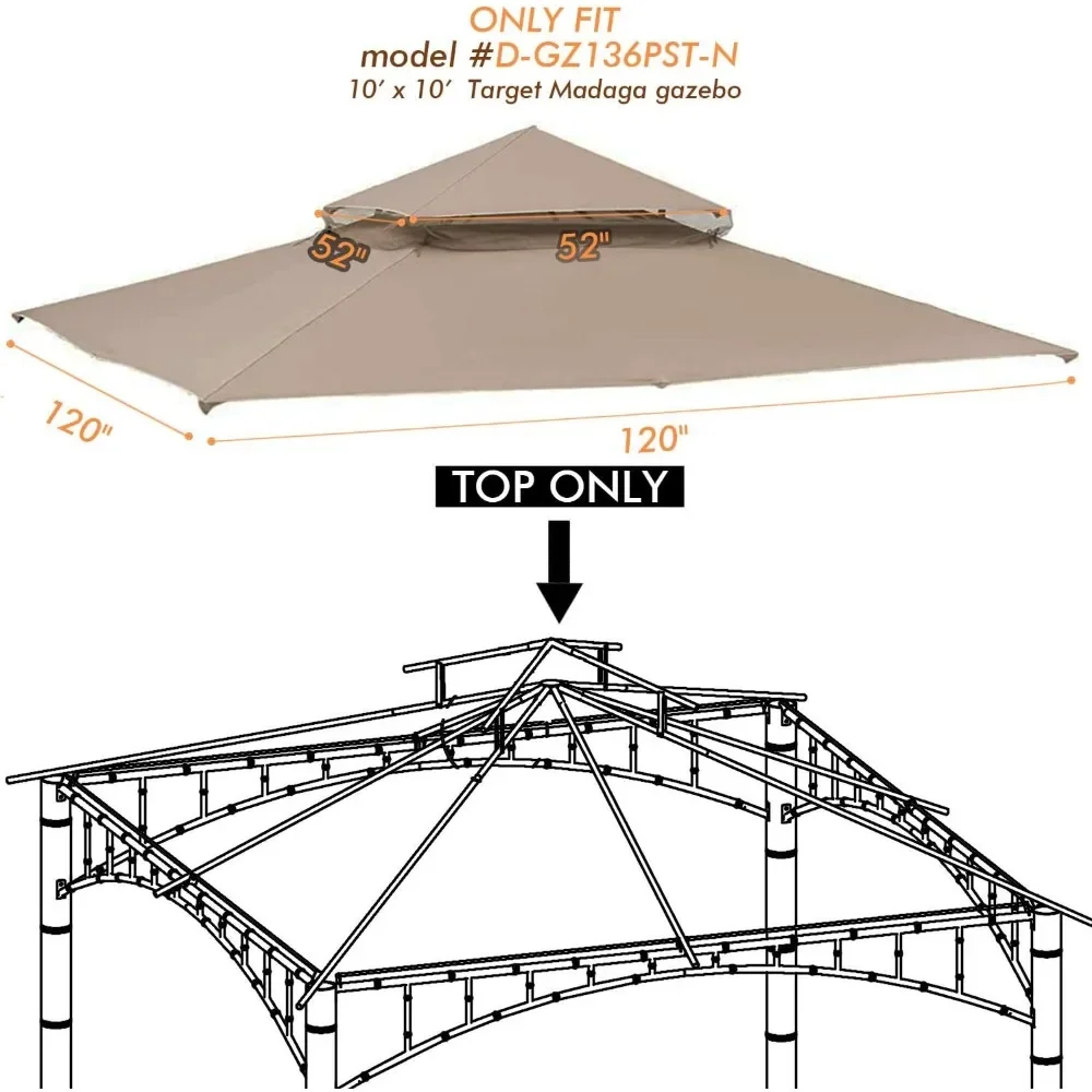 Substituição Canopy Telhado, Target Madaga Gazebo, Modelo L-GZ136PST