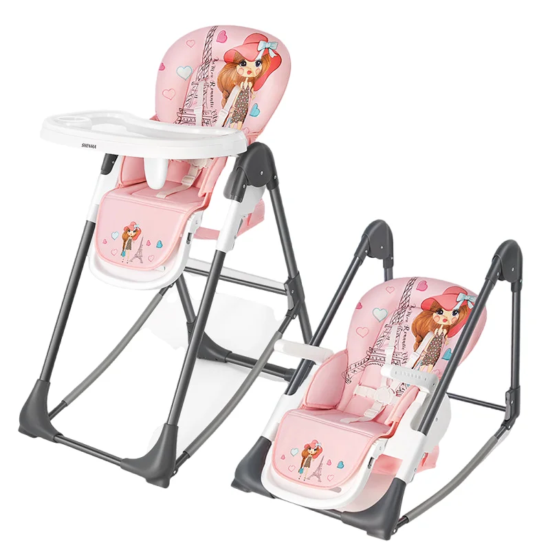 Wholesale Multi Function Baby High Chair with Eating Plate Cartoon High Chair for Children Can Become Baby Bounce Dining Chair