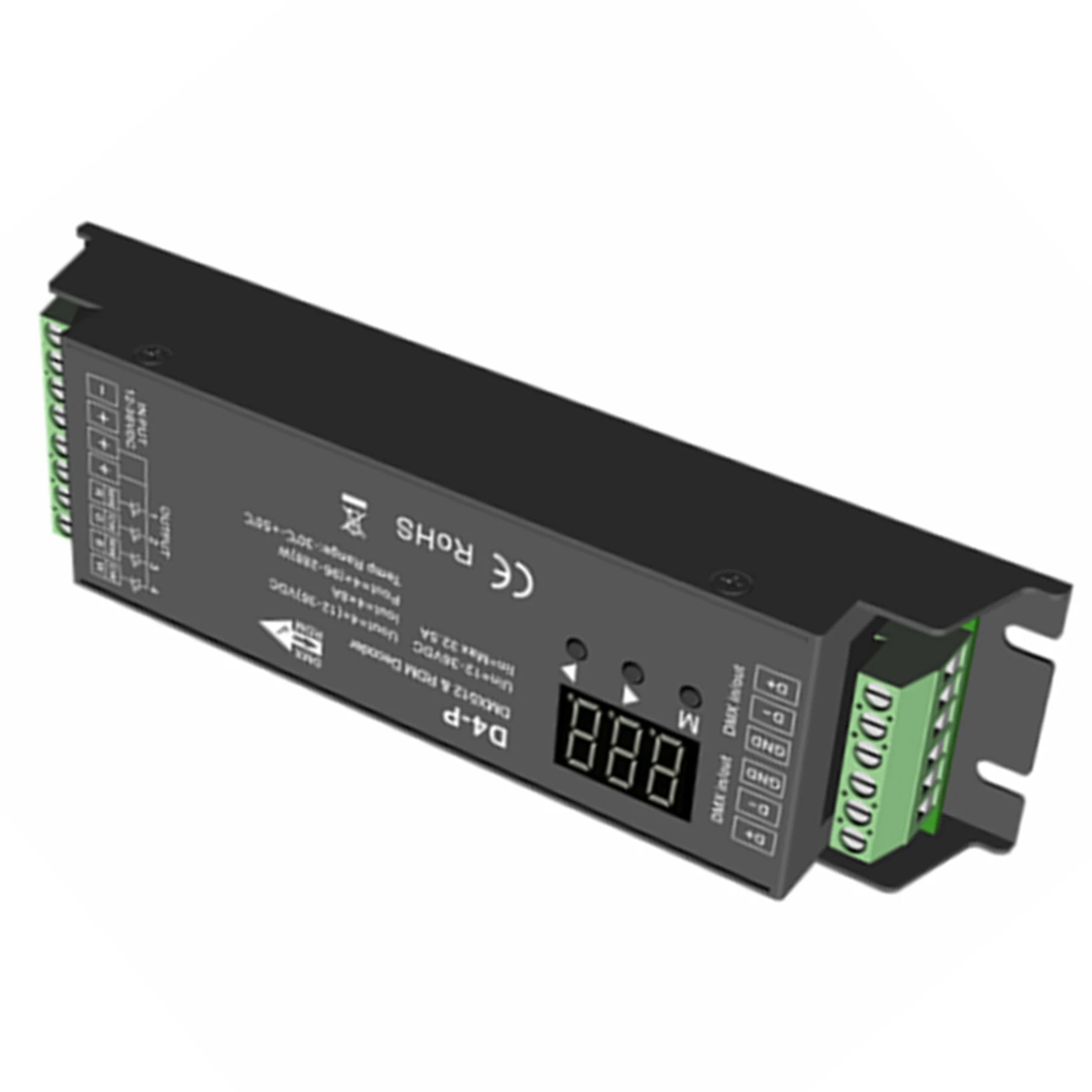 ABPQ-2X D4-P 4-канальный ШИМ-контроллер постоянного напряжения DMX и RDM светодиодный декодер цифровой дисплей порт RJ45 DC12-36V вход 8Ax4ch
