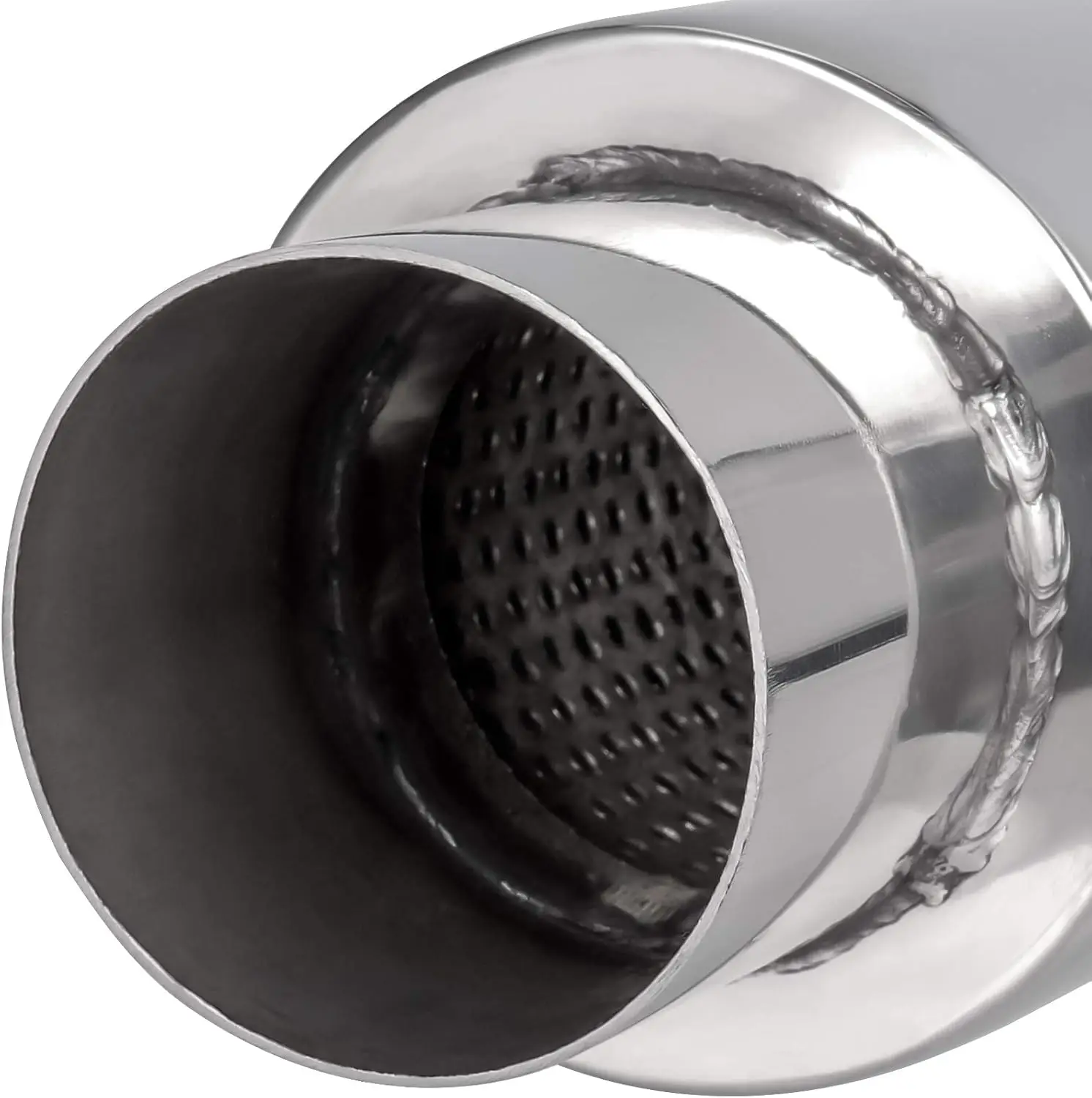 Universal 3"/2,5"/2"/2,25" Auspuff Schalldämpfer Rohr Resonator Auto Rohr Spirale Schalldämpfer Deep Sound 13,8" Länge Edelstahl Resonato