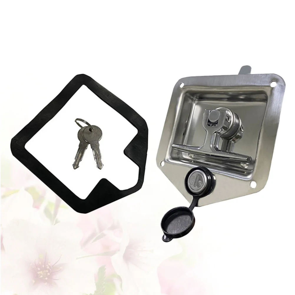 قفل Rv من الفولاذ المقاوم للصدأ على شكل حرف T قابل للطي مضاد للسرقة قفل بخطاف لصندوق أدوات المقطورة ملحقات شاحنة شديدة التحمل أقفال مقطورة #1