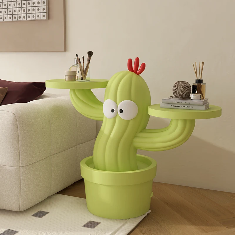 

Cactus art living room large TV cabinet next to sofa bedside floor tray decoration moving gift ornament