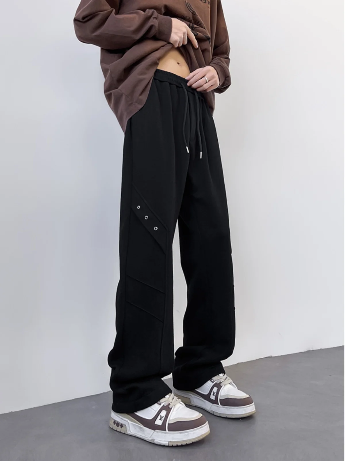 

Мужские повседневные брюки Bla, весна-осень, прямые, свободные, широкие штанины, в американском уличном стиле, удлиненные, для подростков, из плотного материала, спортивные.