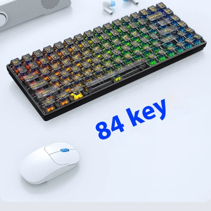 

Leaven K840 Mechanical Keyboard Wired 84-Key Transparent Keyboard Hot Swap Custom Rgb Luminous Shaft Body Diy Office Game