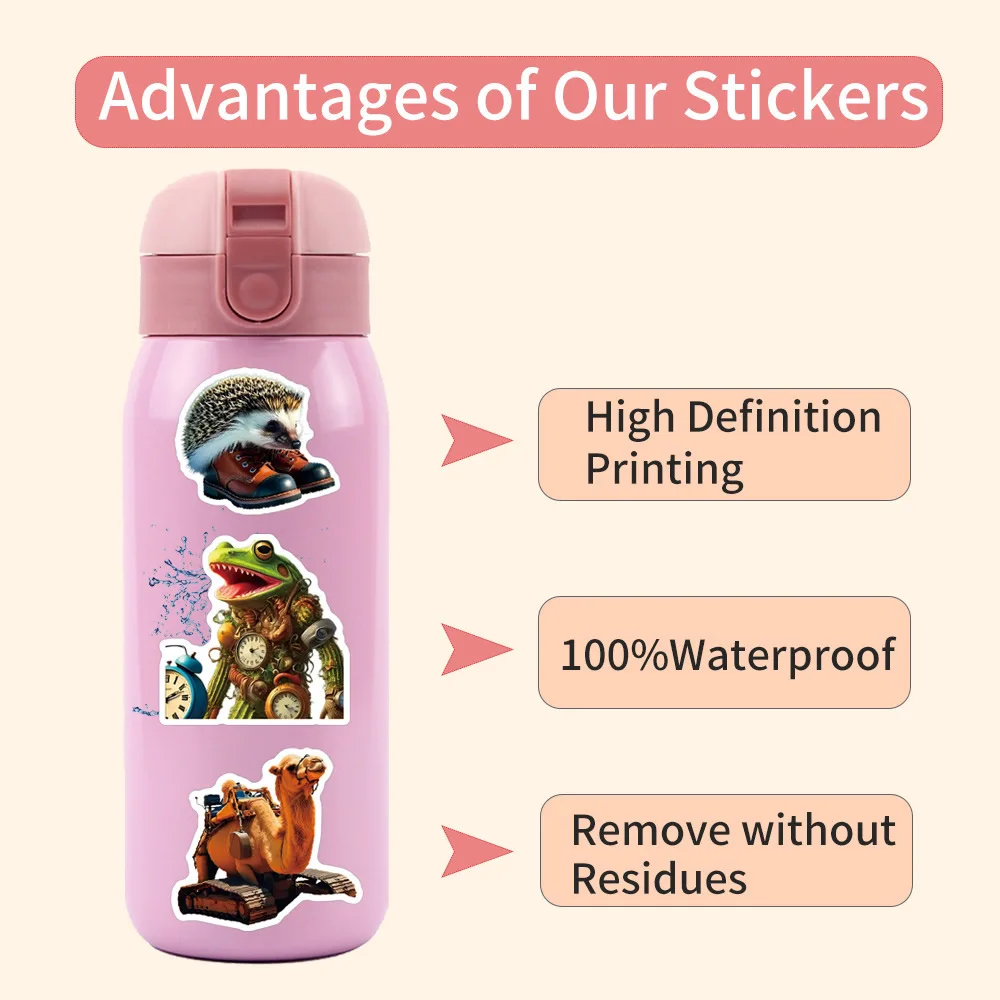 10/100/1000p Abstract Animal Stickers Tung Tung Sahur Italian Brainrot Animals Cartoon Decal DIY Luggage Phone Cup Guitar Decal image 6