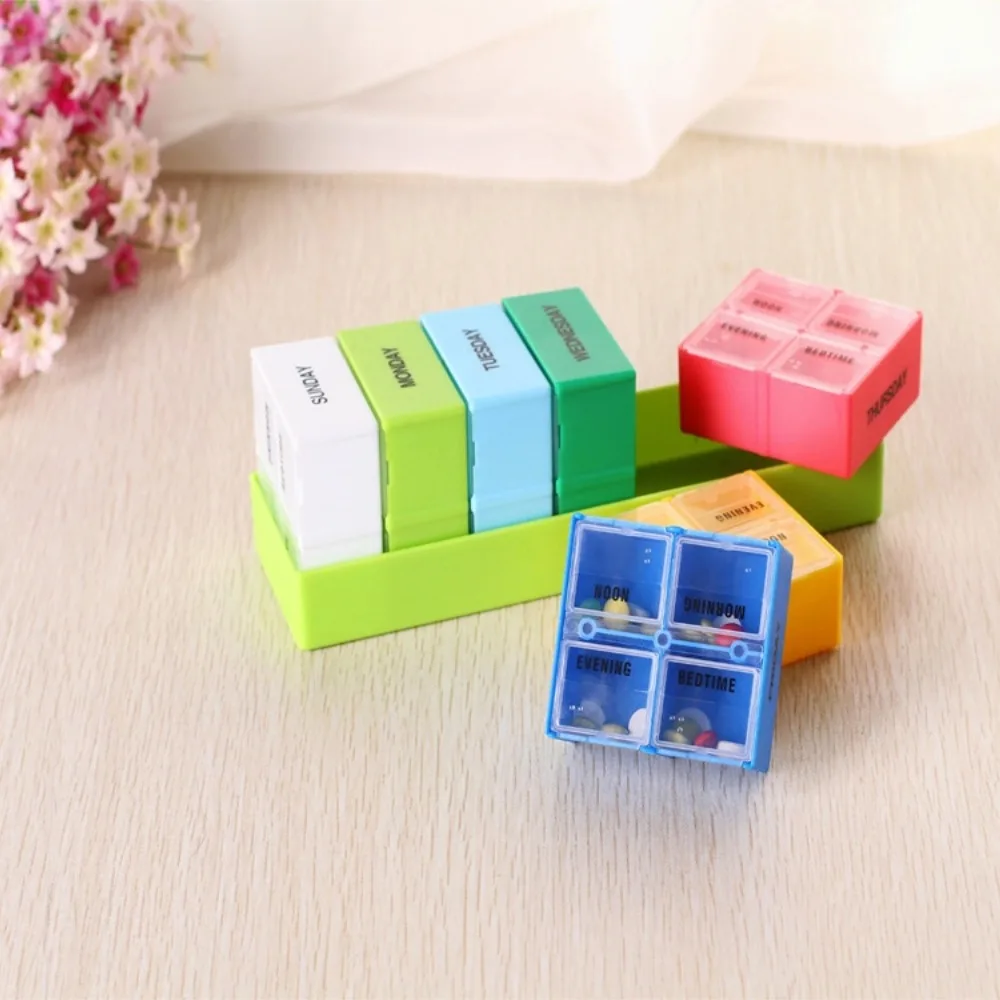 New Hot Weekly Premium Portable Travel 4Times A Day 28 Grids Pill Box Container Cases Organizer Storage for Vitamin Fish Oils
