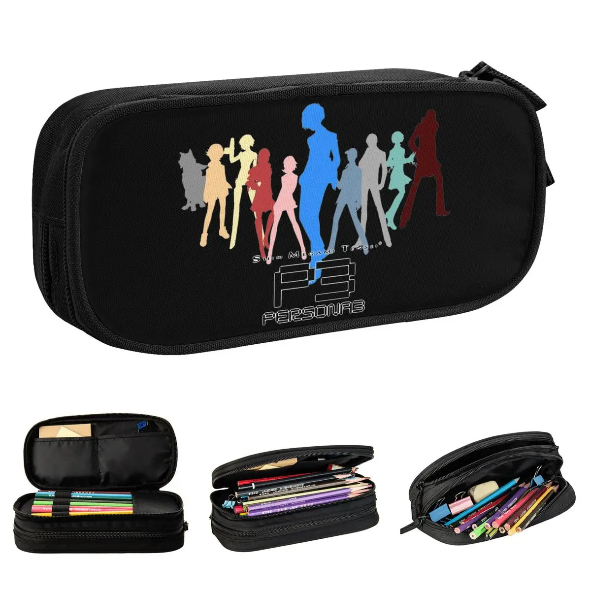 Personas 3 Silhouette Of SEES Pencil Case Pencilcases Pen for Student Big Capacity Bags Students School Zipper Accessories