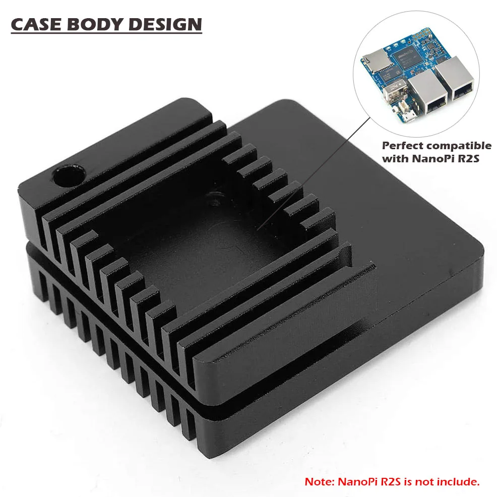 Passive Cooling Metal Case For NanoPi R2S, Aluminium Alloy Armor Case with Fan Heatsink Kit for NanoPi R2S