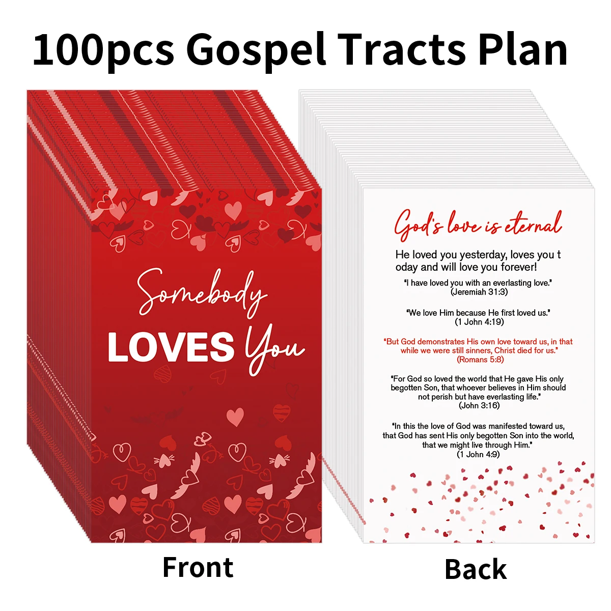 100 pçs vermelho evangelho trato cartão plano cartões para oração salvação atrai evangelismo cristão escritura igreja passar no amor cartão de presente