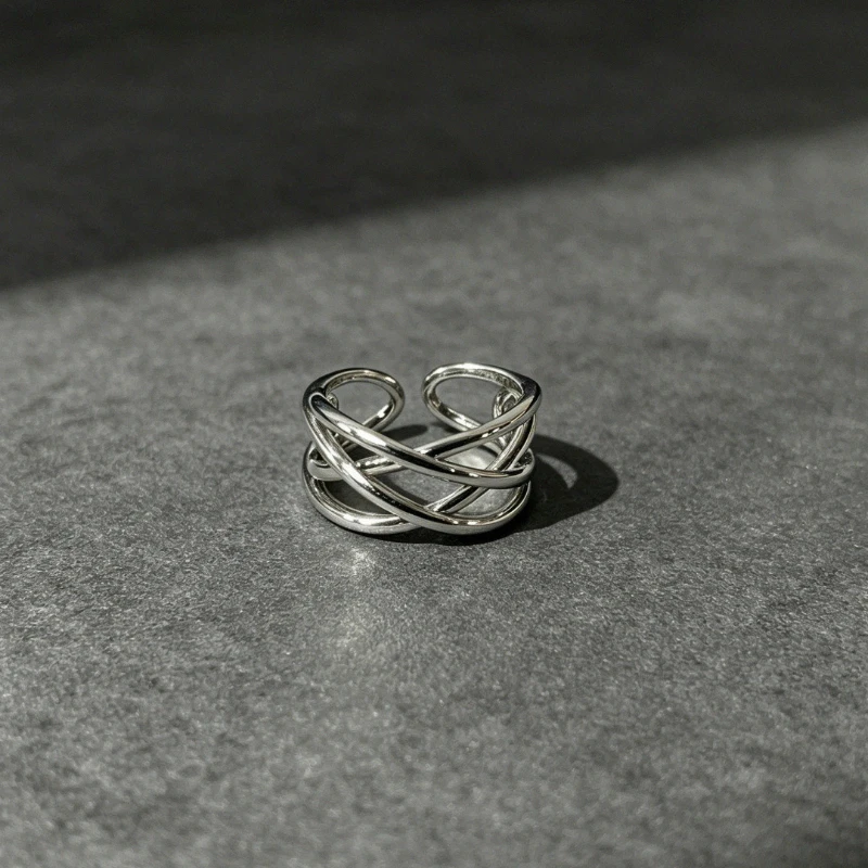 1 Vintage Hollow Cross Geometric Line Ring Men Fashion Personality Versatile Open Finger Ring Bachelor Daily Wear